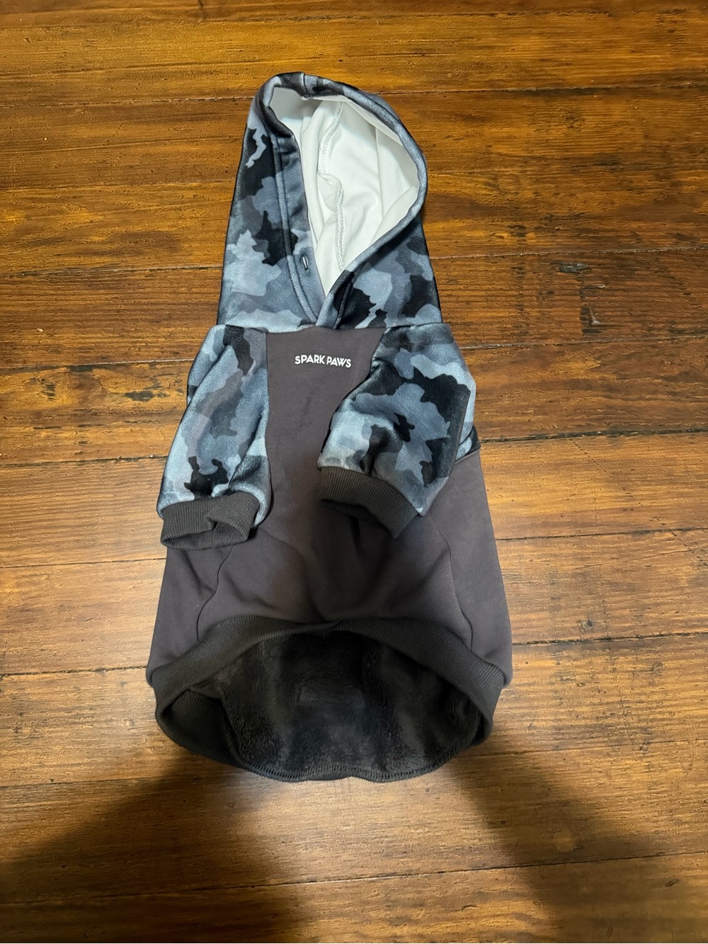 Spark Paws Gray Camo Hooded Dog Pullover